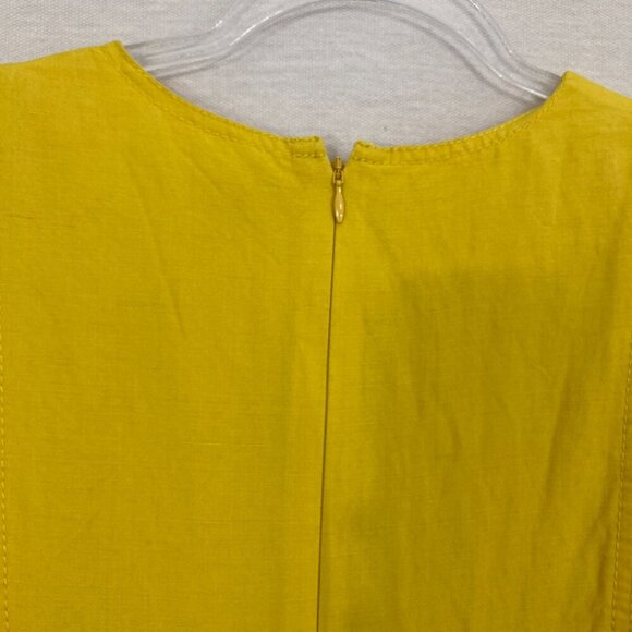 Ann Taylor Yellow V Neck Ruffle Sleeve Linen Lyocell Flare Dress size 2 Preppy - Picture 11 of 12